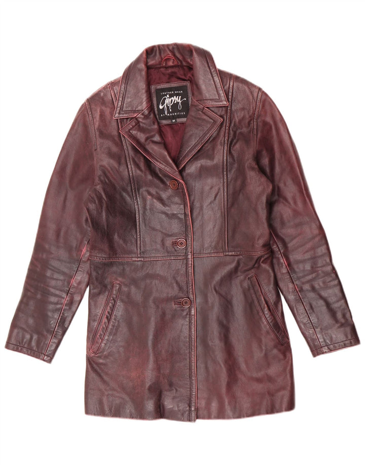 Palton de piele pentru femei Gipsy by Mauritius UK 12 Burgundy mediu