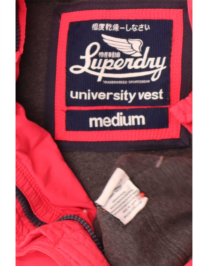 Gilet căptușit pentru femei Superdry UK 14, bumbac roșu mediu