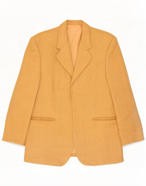 Vintage Womens Open Blazer Jacket UK 14 Medium Beige Herringbone