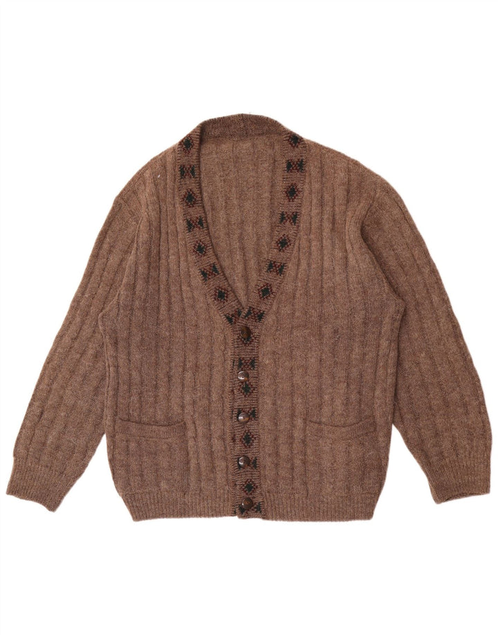 Cardigan Vintage pentru bărbați, mare, maro, geometric
