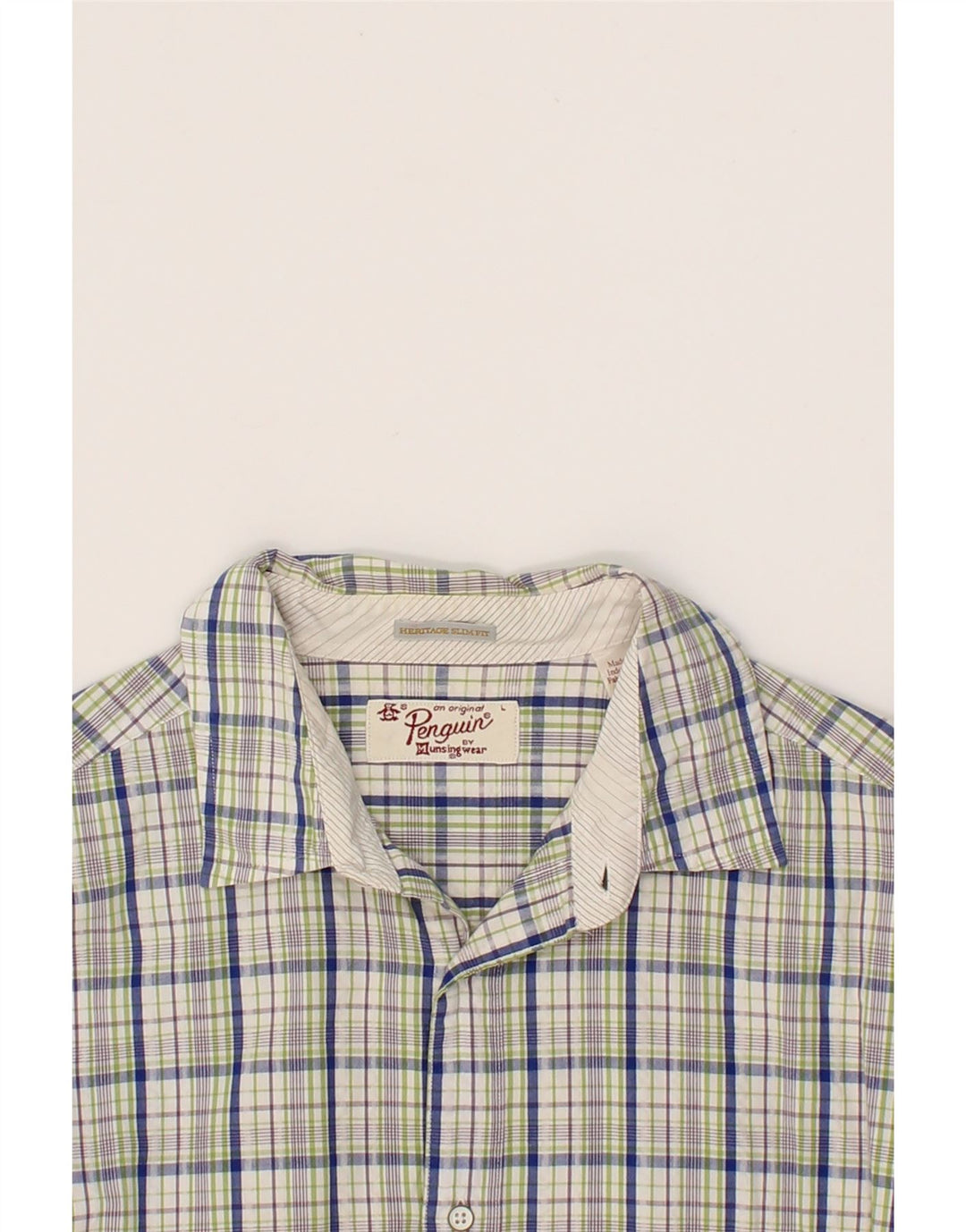 PENGUIN Mens Heritage Slim Fit Shirt Large Multicoloured Check Cotton Vintage Penguin and Second-Hand Penguin from Messina Hembry 