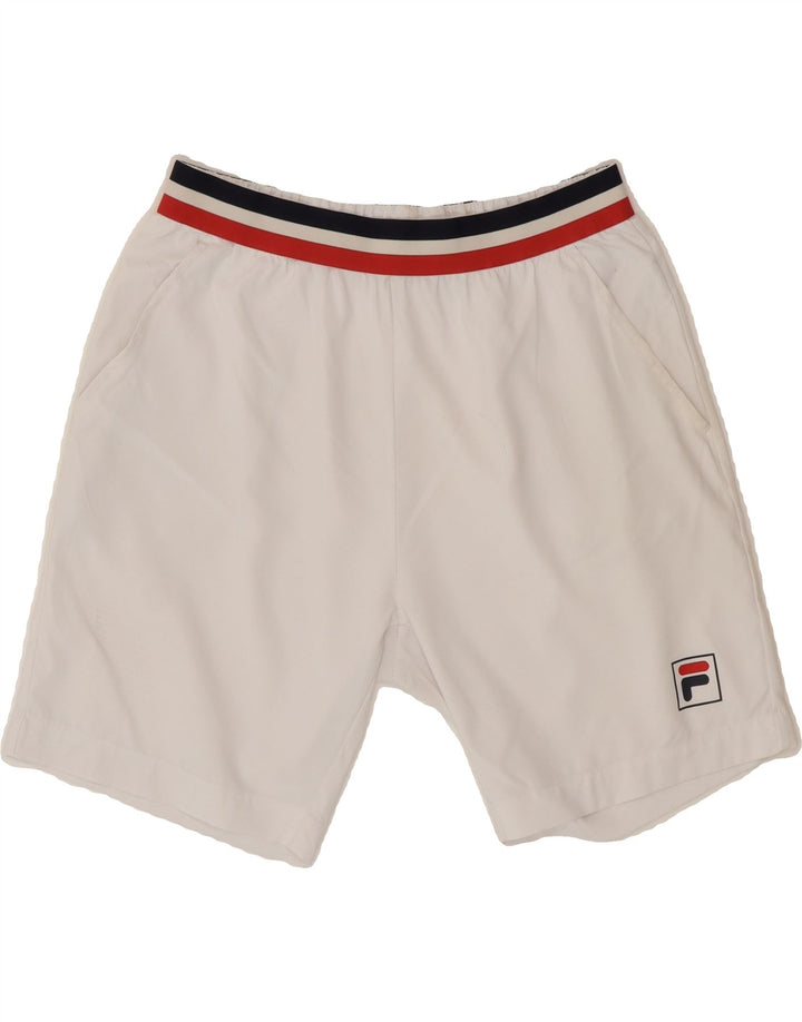 FILA Womens Sport Shorts UK 14 Medium White Polyester Vintage Fila and Second-Hand Fila from Messina Hembry 