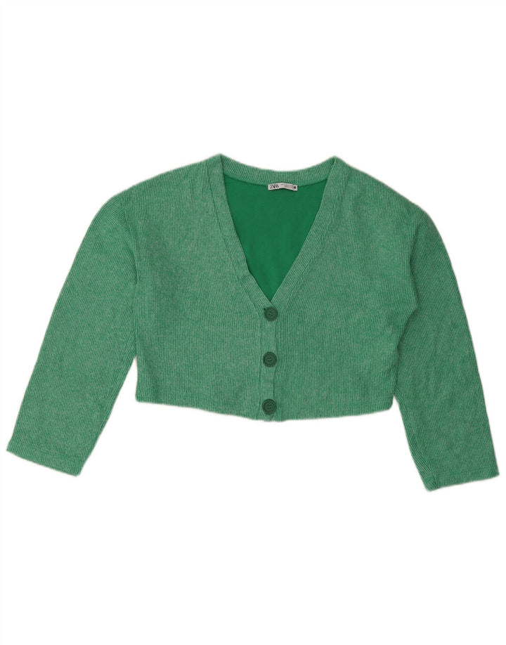 Pulover cardigan oversize pentru femei ZARA UK 10 Bumbac verde mic