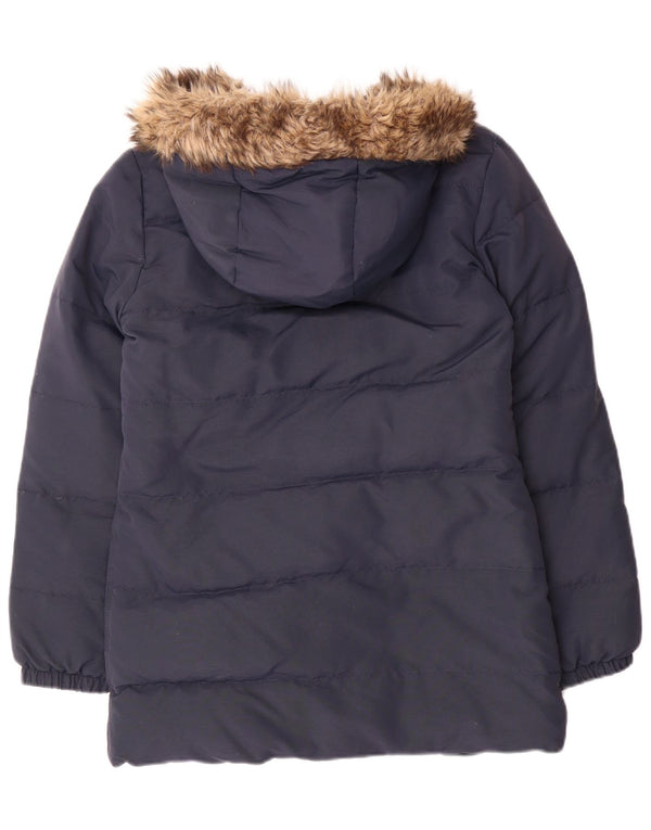 Jack Wills Jachetă căptușită Sherpa cu glugă pentru femei UK 8 Small Navy Blue Marine