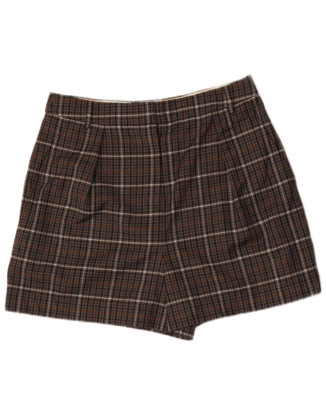 Pantaloni scurți chino cu talie înaltă Tibi W32 Maro Mediu Poliester în carouri