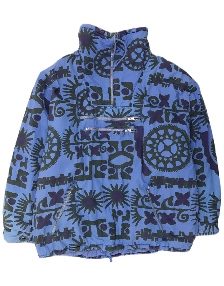 Jachetă Anorak Vintage pentru bărbați, cu ajustare largă, UK 38, bumbac geometric albastru mediu