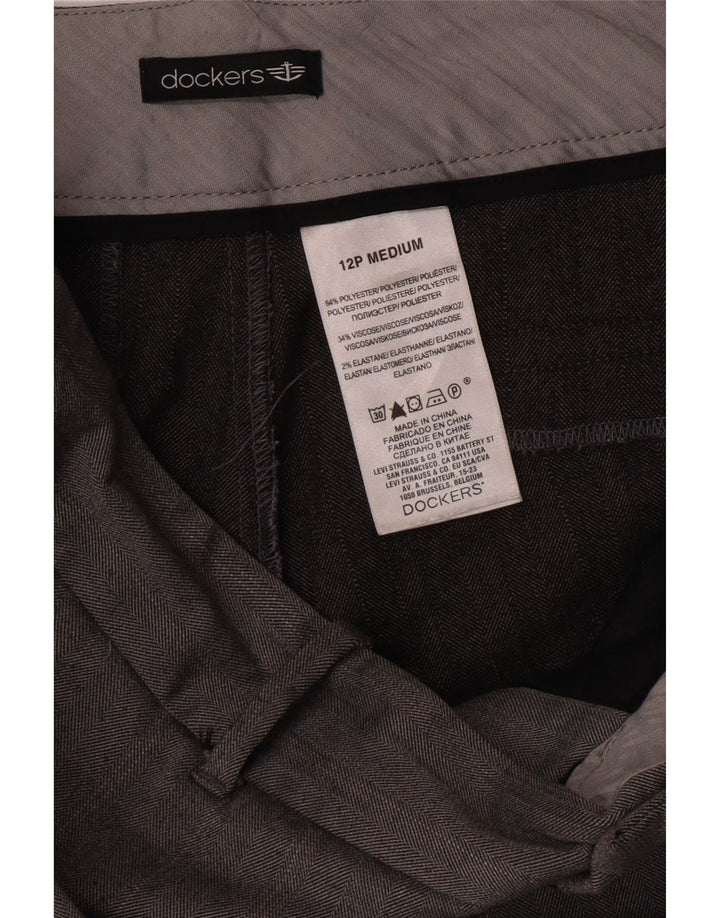 DOCKERS Womens Casual Trousers US 12 Large W32 L29 Grey Herringbone Vintage Dockers and Second-Hand Dockers from Messina Hembry 