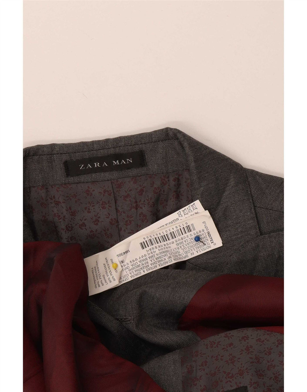 Blazer pentru bărbați Zara, cu 2 nasturi, UK 38, viscoză, gri mediu