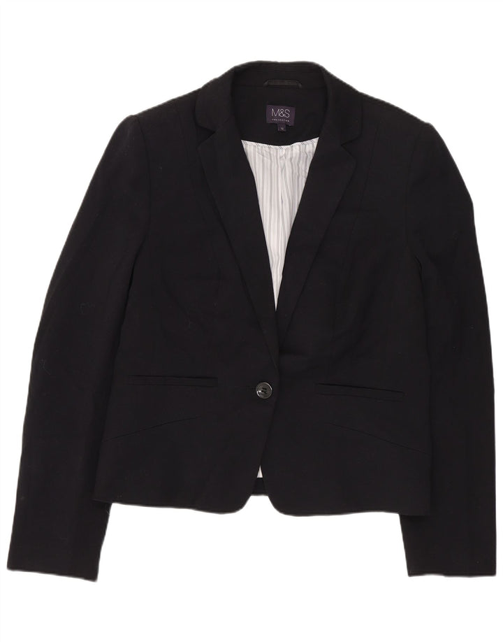 Jachetă pentru femei Marks & Spencer Crop 1 Button Blazer UK 12 Medium Black