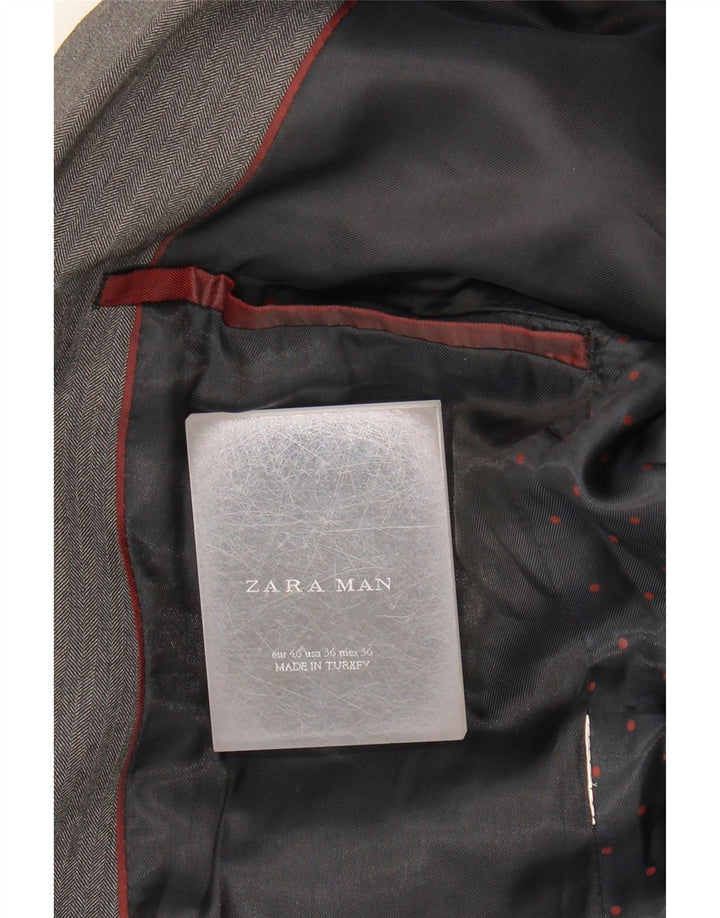 Jachetă pentru bărbați Zara, cu 2 nasturi, EU 46 Gri Medium Herringbone