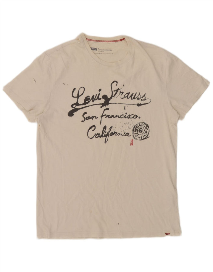 Tricou grafic Levi's pentru bărbați, cu croiala standard, top mediu din bumbac alb
