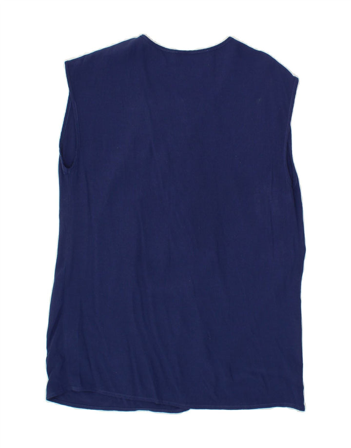 TRUSSARDI JEANS Womens Sleeveless Blouse Top EU 40 Medium Navy Blue Vintage Trussardi Jeans and Second-Hand Trussardi Jeans from Messina Hembry 
