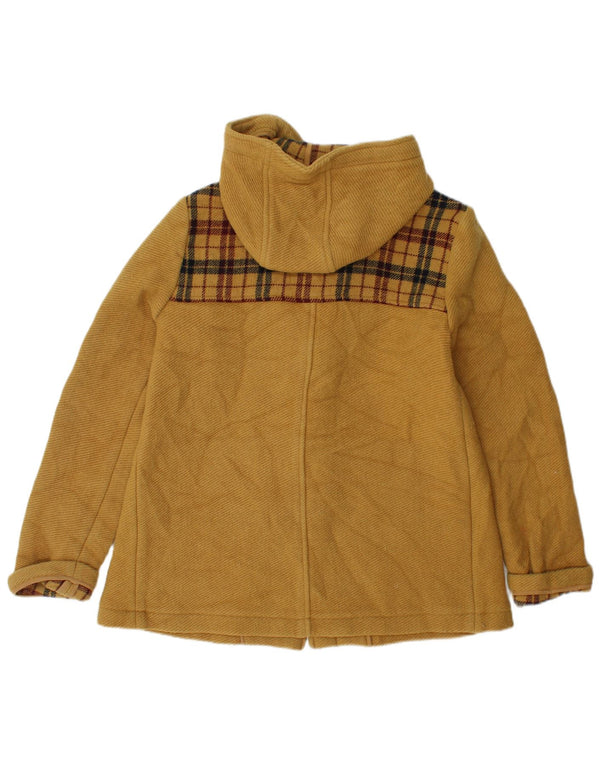 Jachetă duffle cu glugă Topshop pentru femei UK 10 Small Yellow Check Wool