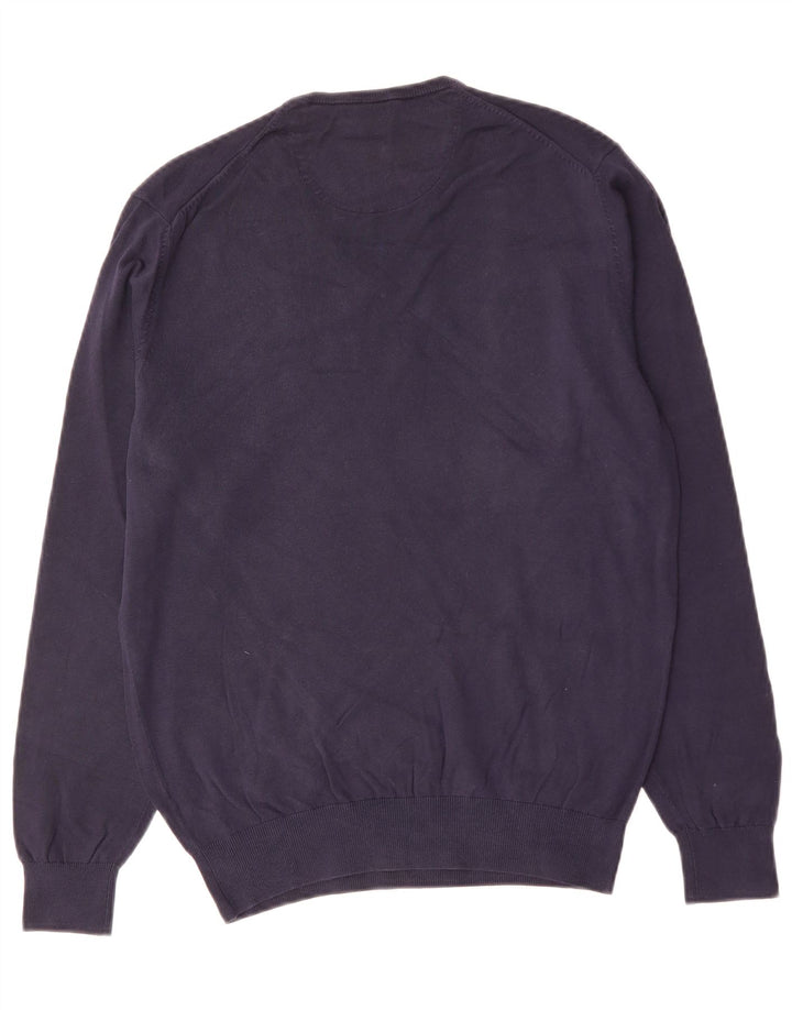 MASSIMO DUTTI Pulover cu decolteu în V pentru bărbați, albastru bleumarin mediu