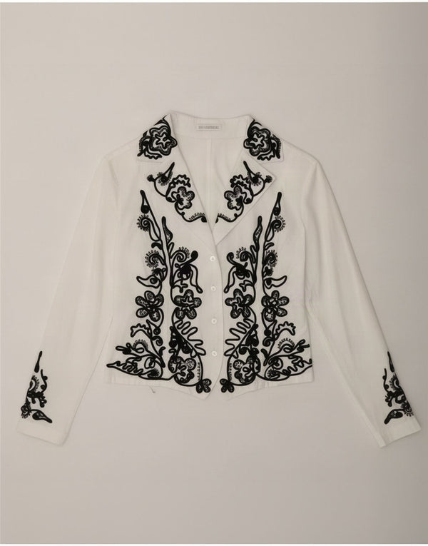 Bluză cămașă pentru femei Naracamicie UK 12 Medium White Floral Bumbac