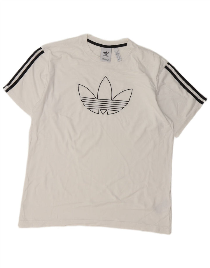 Tricou grafic Adidas pentru bărbați Top mare din bumbac alb