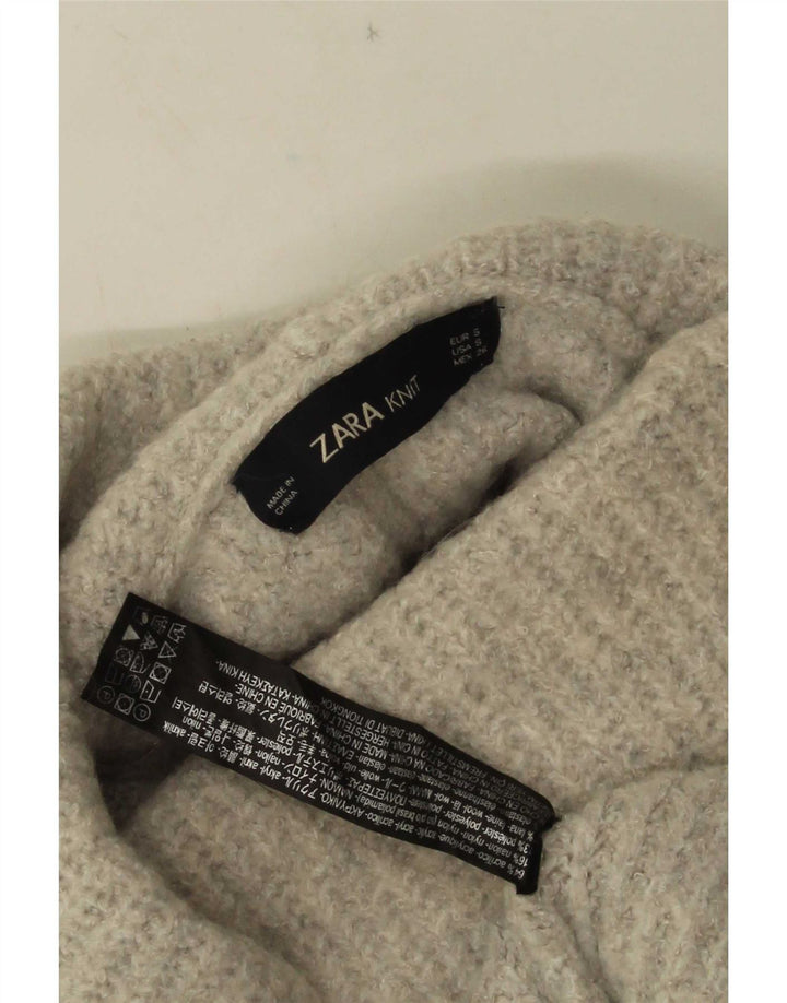 Pulover supradimensionat pentru femei Zara, cu gât rulat, UK 10, mic, gri acrilic