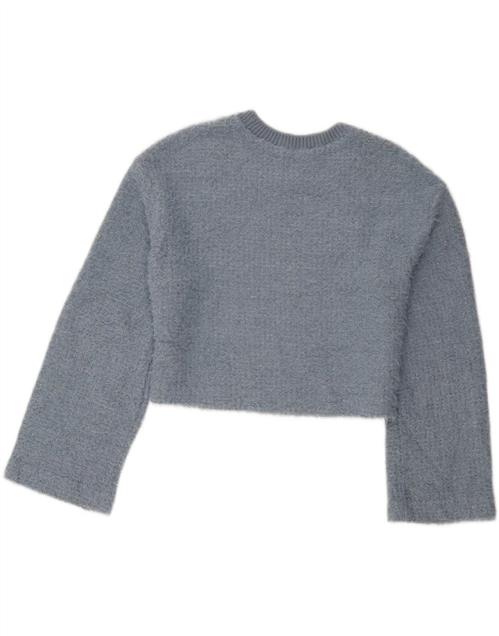 Pulover pentru femei Zara Crop Crew Gate UK 14 Poliester albastru mediu