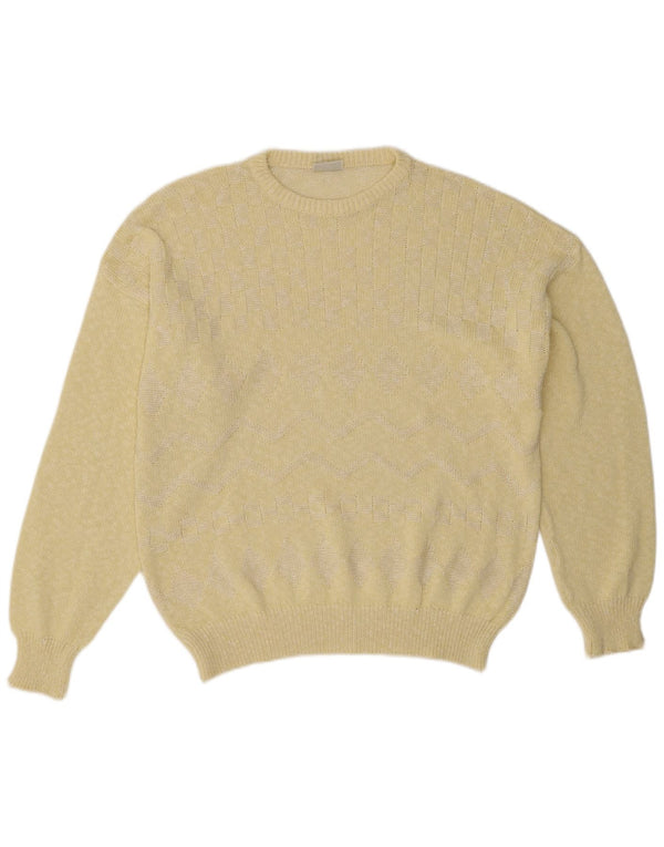 Pulover vintage pentru bărbați cu gât roșu IT 52 Large Yellow Argyle/Diamond