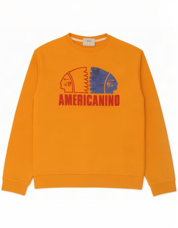 Americanino Womens Graphic Sweatshirt Jumper UK 18 XL Orange Cotton