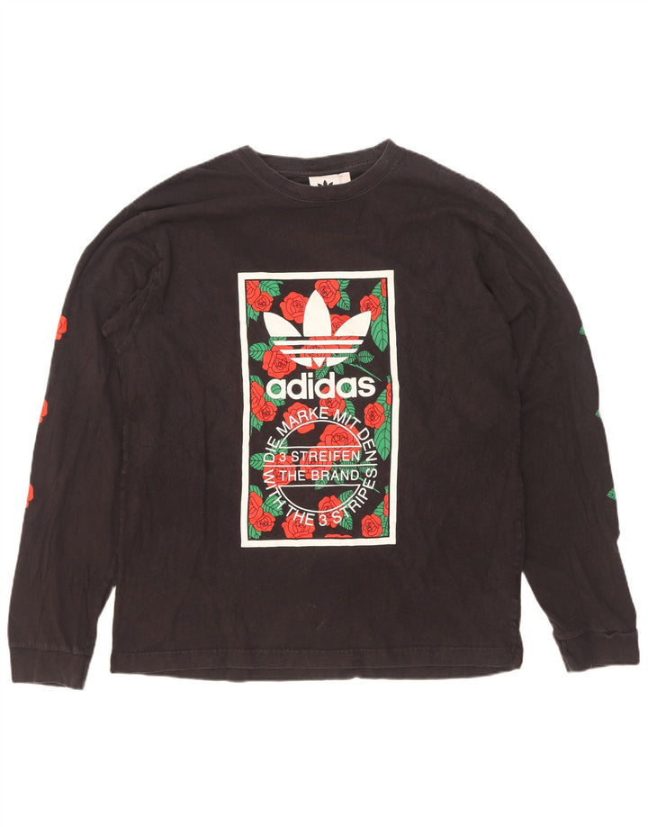 Adidas pentru bărbați grafic Top cu mânecă lungă, mare, negru, bumbac