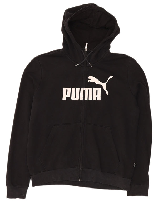 Pulover PUMA cu capota cu fermoar grafic pentru femei UK 18 XL bumbac negru