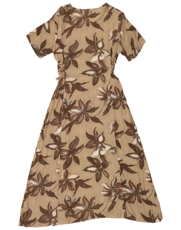 Silvia Bauer Rochie Maxi pentru Femei, cu ajustare relaxată, IT 50 XL Bej, Floral Boemă
