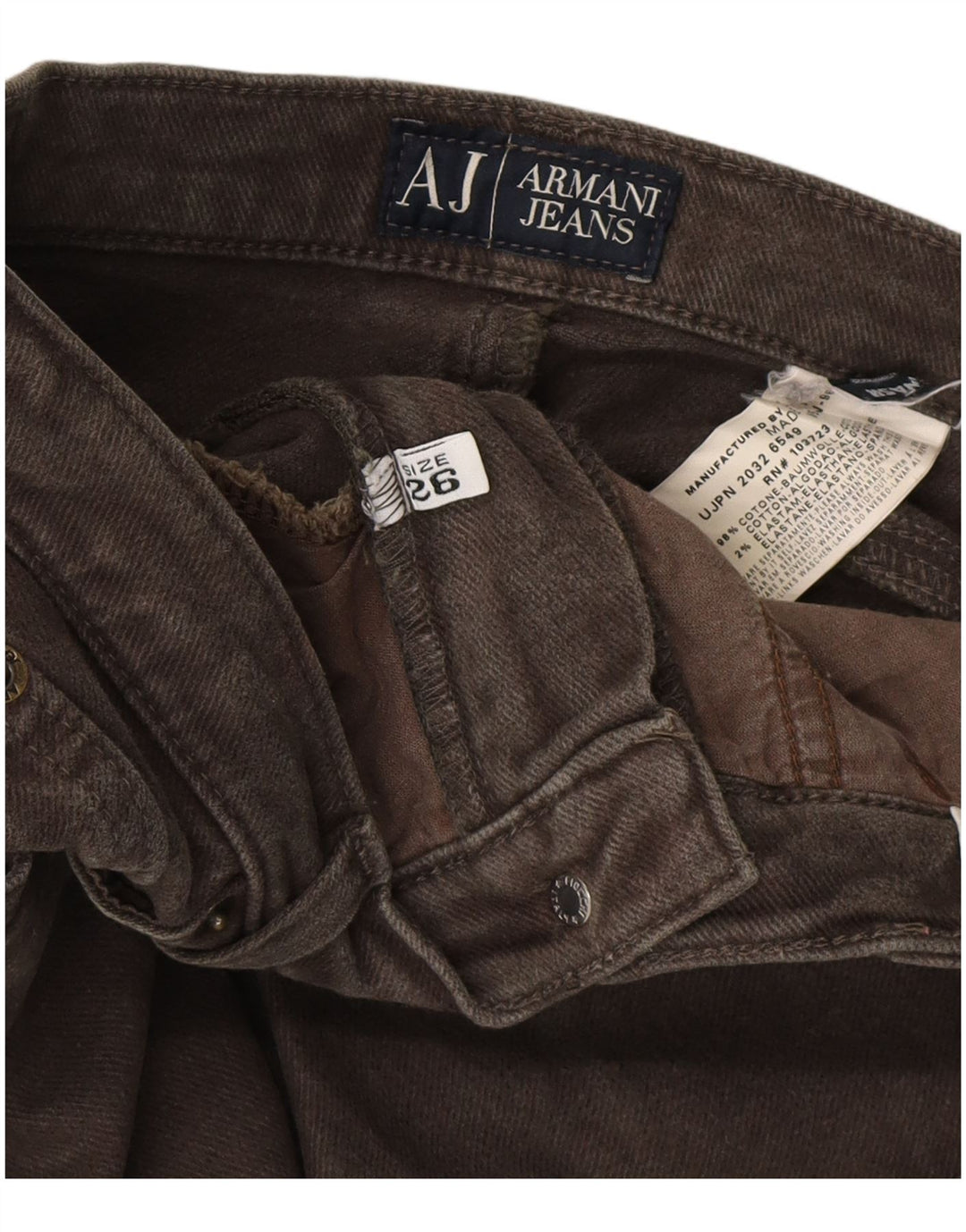 ARMANI Blugi Drepți Femei L26 L29 Kaki Bumbac