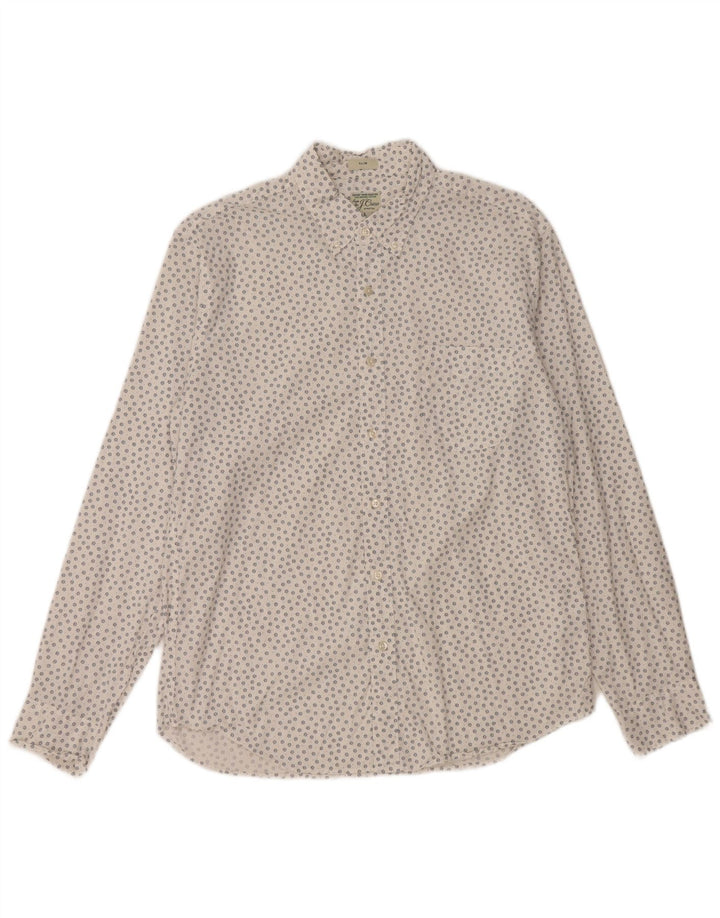 Cămașă subțire pentru bărbați J. CREW, mare, albă, cu flori din bumbac