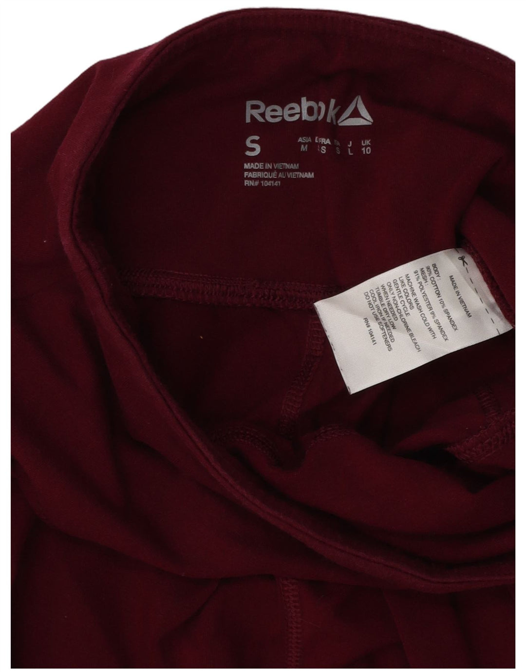 Leggings crop pentru femei REEBOK UK 10 mic din bumbac burgundy