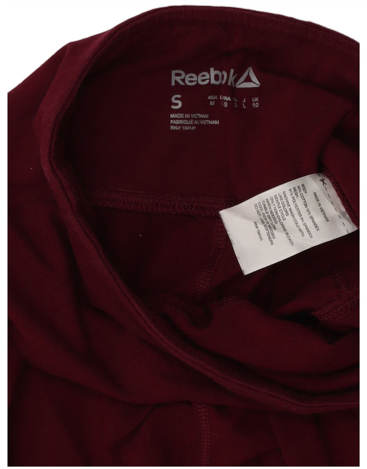 Leggings crop pentru femei REEBOK UK 10 mic din bumbac burgundy