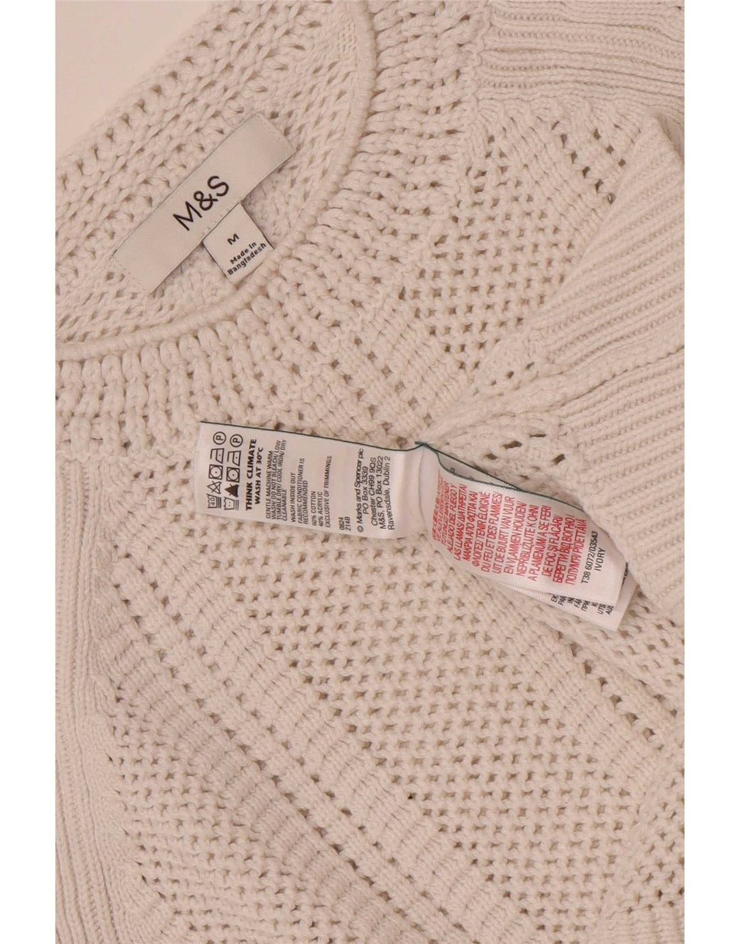 Pulover pentru femei Marks & Spencer Crop Crew Deck Pulover UK 14 Medium Off White