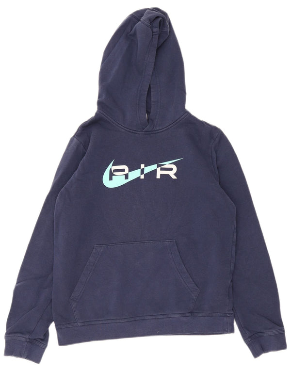 Pulover Nike pentru băieți cu glugă grafic 13-14 ani XL bumbac bleumarin