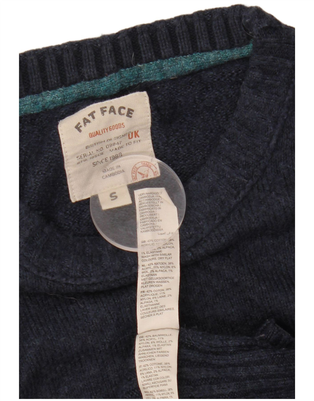 FAT FACE Pulover supradimensionat pentru femei cu decolteu triplu UK 10 Mic Bleumarin