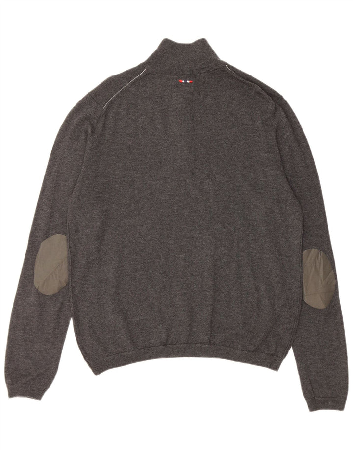 Pulover pentru bărbați NAPAPIJRI Geographic, cu fermoar și gât, din lână merinos, gri mediu