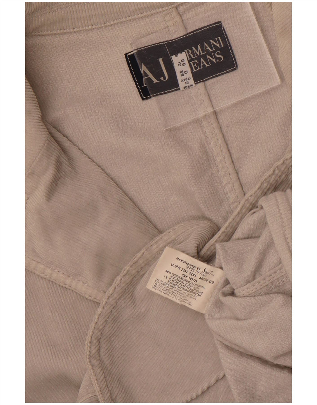 Jachetă Blazer din velur cu 3 nasturi Armani Jeans UK 12 Gri mediu