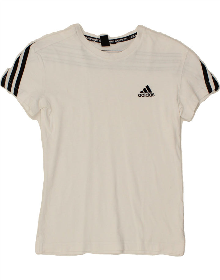 ADIDAS Girls T-Shirt Top 9-10 Years White Vintage Adidas and Second-Hand Adidas from Messina Hembry 