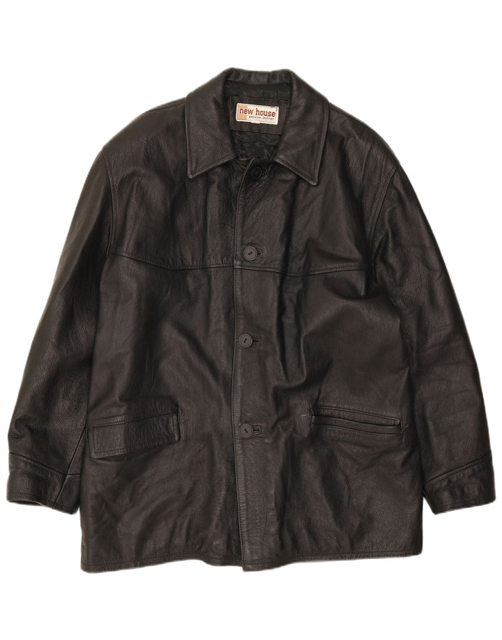 Jachetă de piele vintage pentru bărbați UK 40, mare, neagră