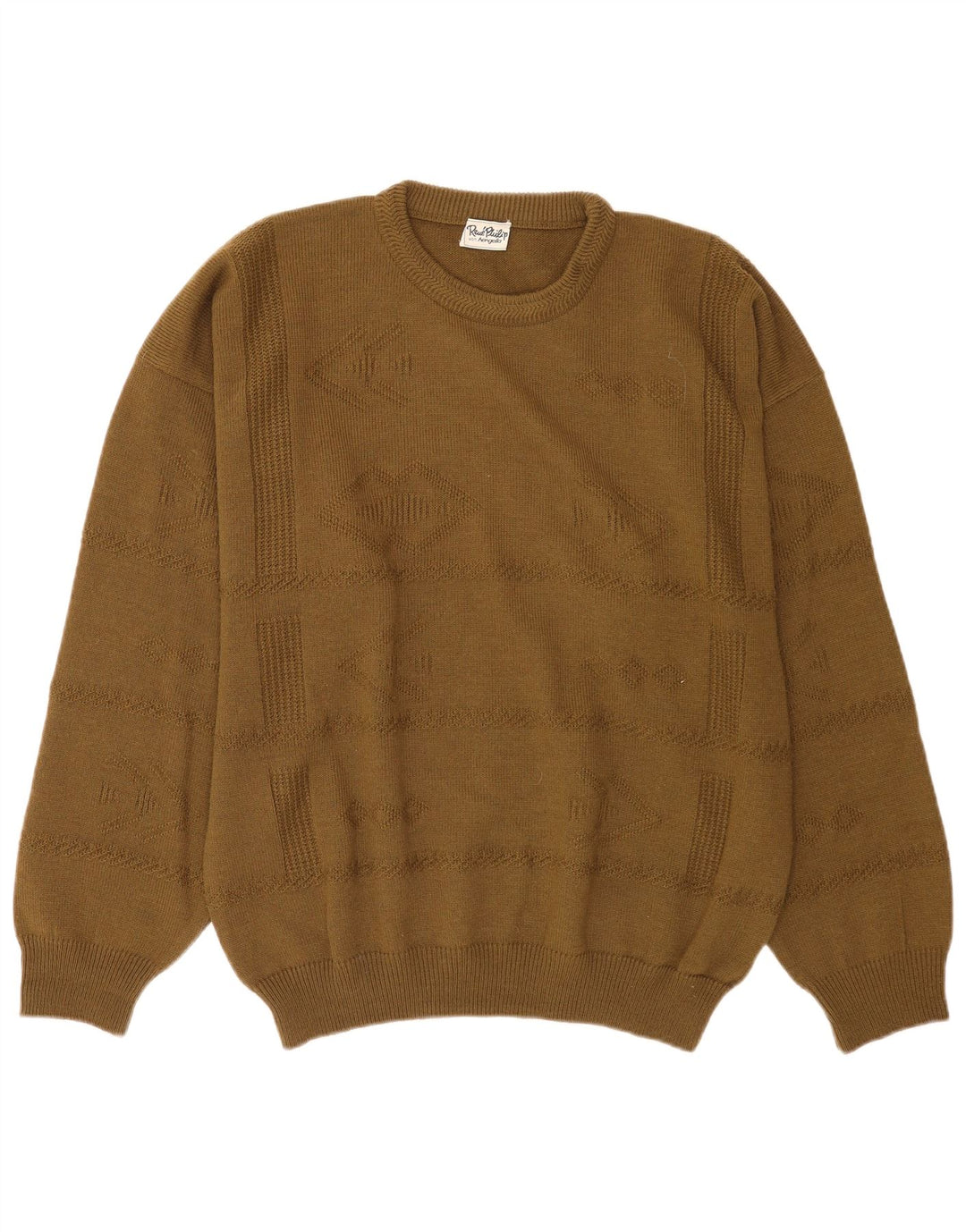 Pulover Vintage pentru bărbați cu gâtul turnat XL Kaki Lână