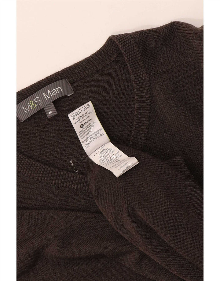 Pulover pentru bărbați Marks & Spencer cu decolteu în V, maro mediu, acrilic