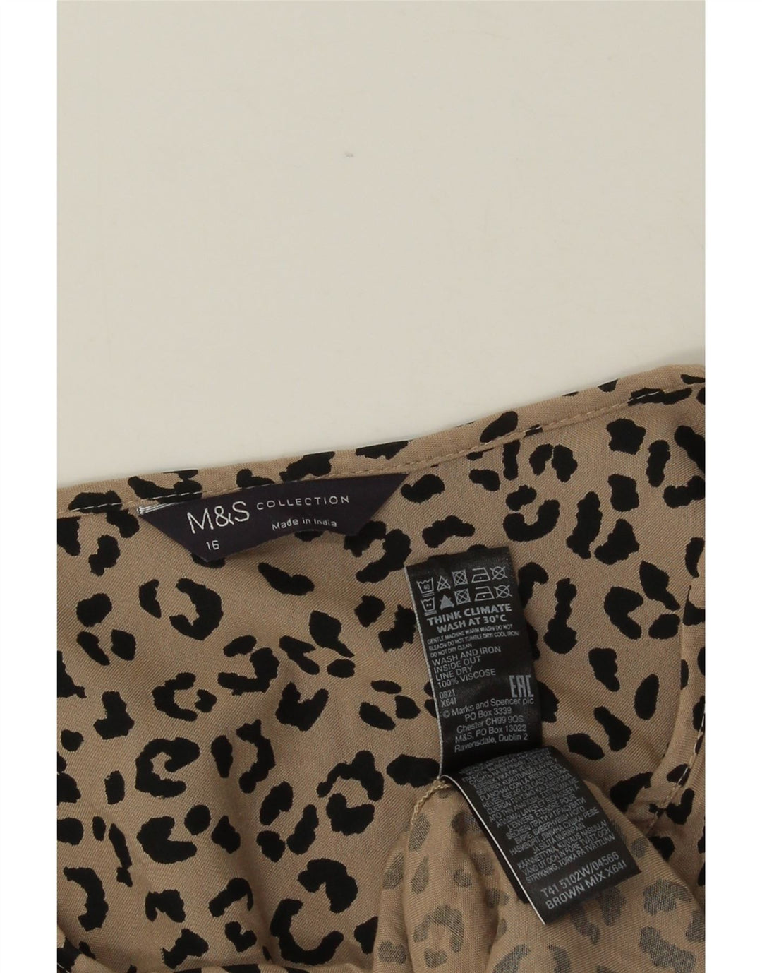 MARKS & SPENCER Bluză de damă Top UK 16 Maro Mare Animal Print