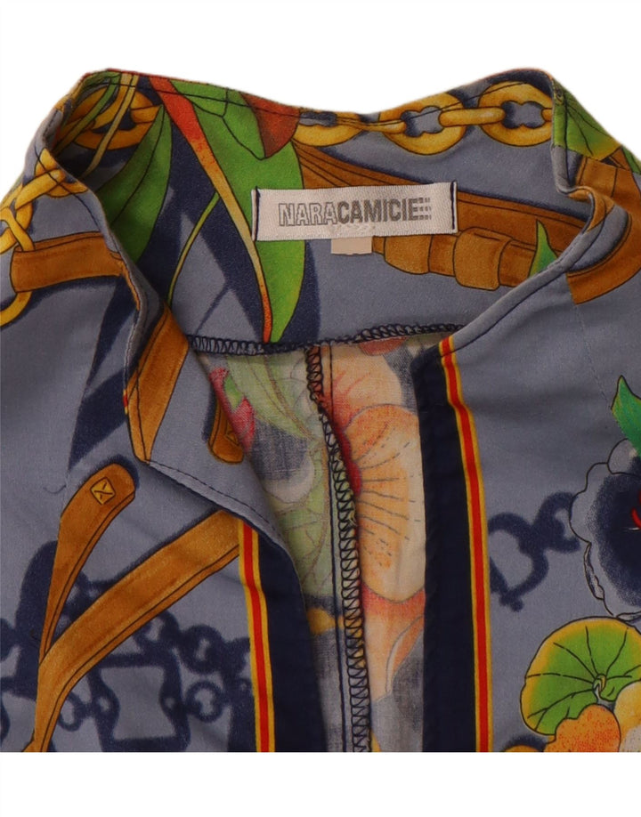 Bluză cămașă cu mâneci 3/4 pentru femei NARACAMICIE UK 16, mare, albastră, florală