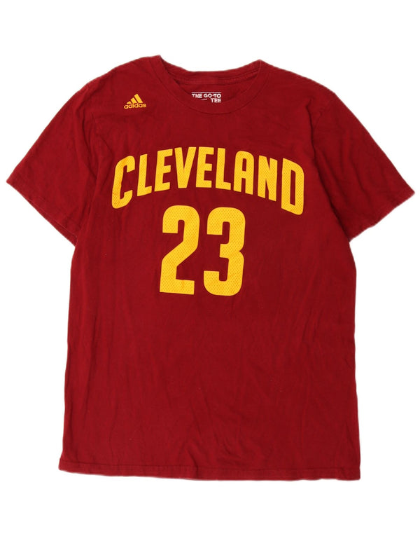 Tricou cu grafic Cleveland Adidas pentru bărbați Top din bumbac roșu mediu