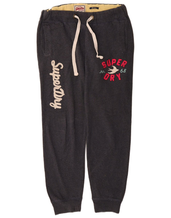 Superdry Pantaloni de trening grafic pentru femei Joggeri UK 14 Bumbac gri mediu