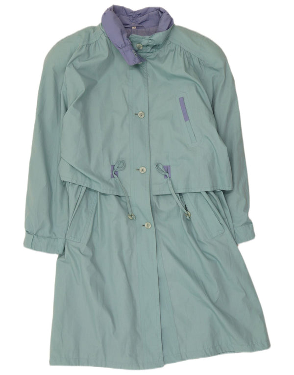 Trenci pentru femei vintage UK 12, verde mediu, poliester color bloc
