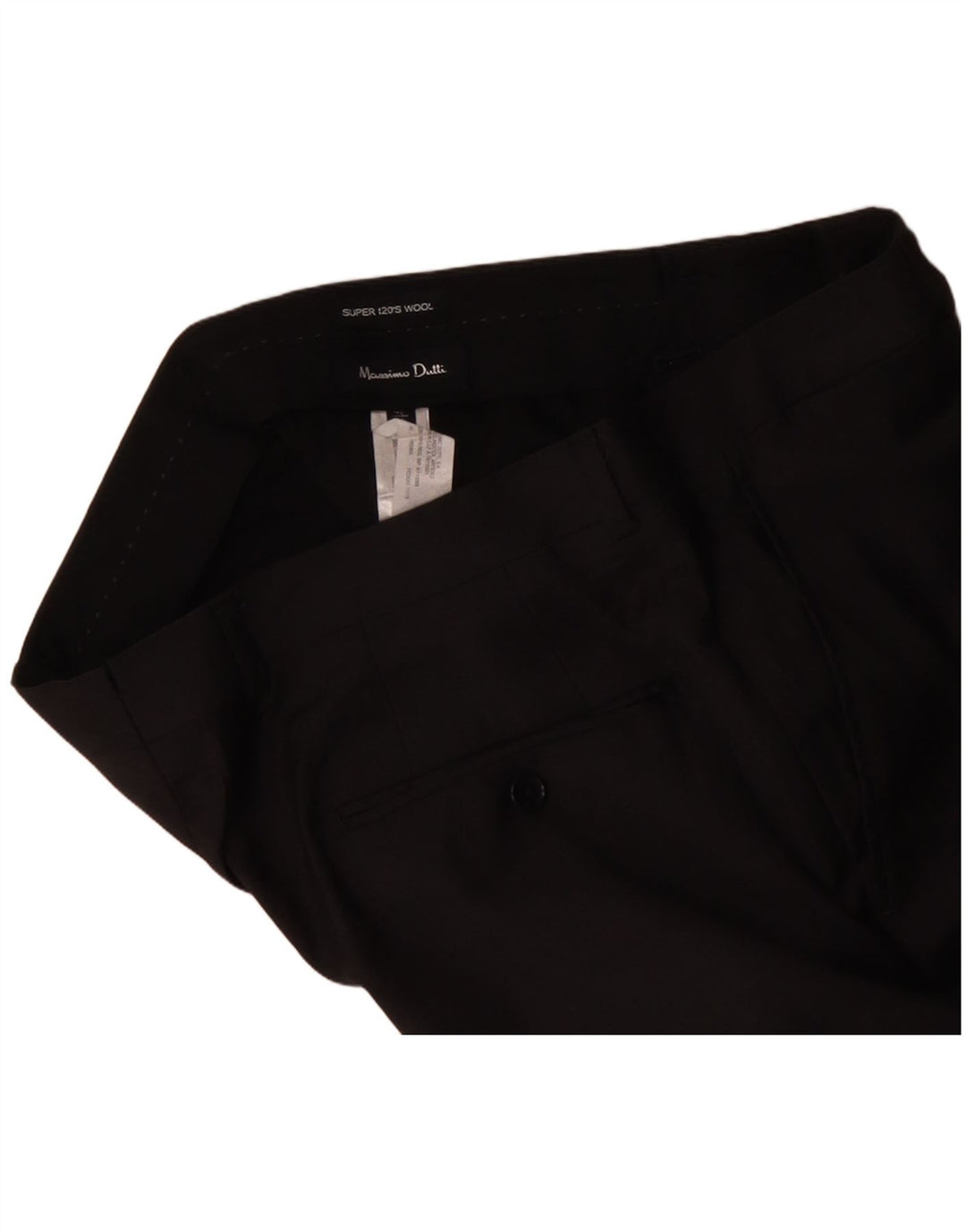 MASSIMO DUTTI Pantaloni drepți pentru bărbați EU 42 Large W32 L32 Lână neagră