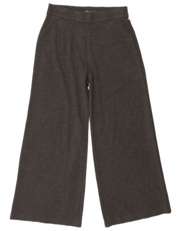 Marks & Spencer Womens Wide Leg Cropped Trousers UK 10 Small W28 L24 Grey