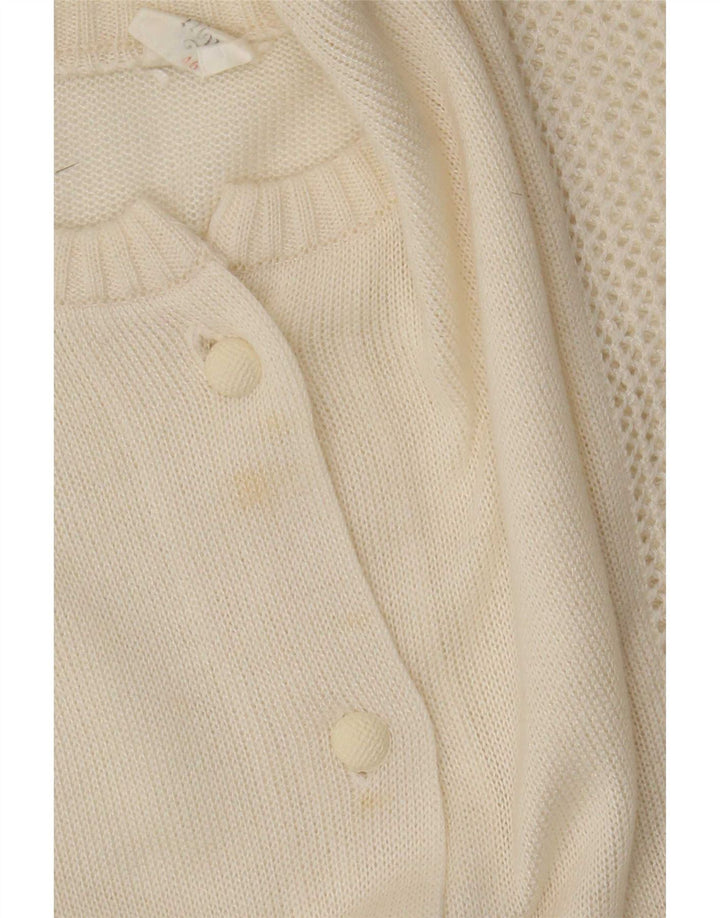 Pulover vintage cardigan pentru femei IT 46 mare poliacrilic alb