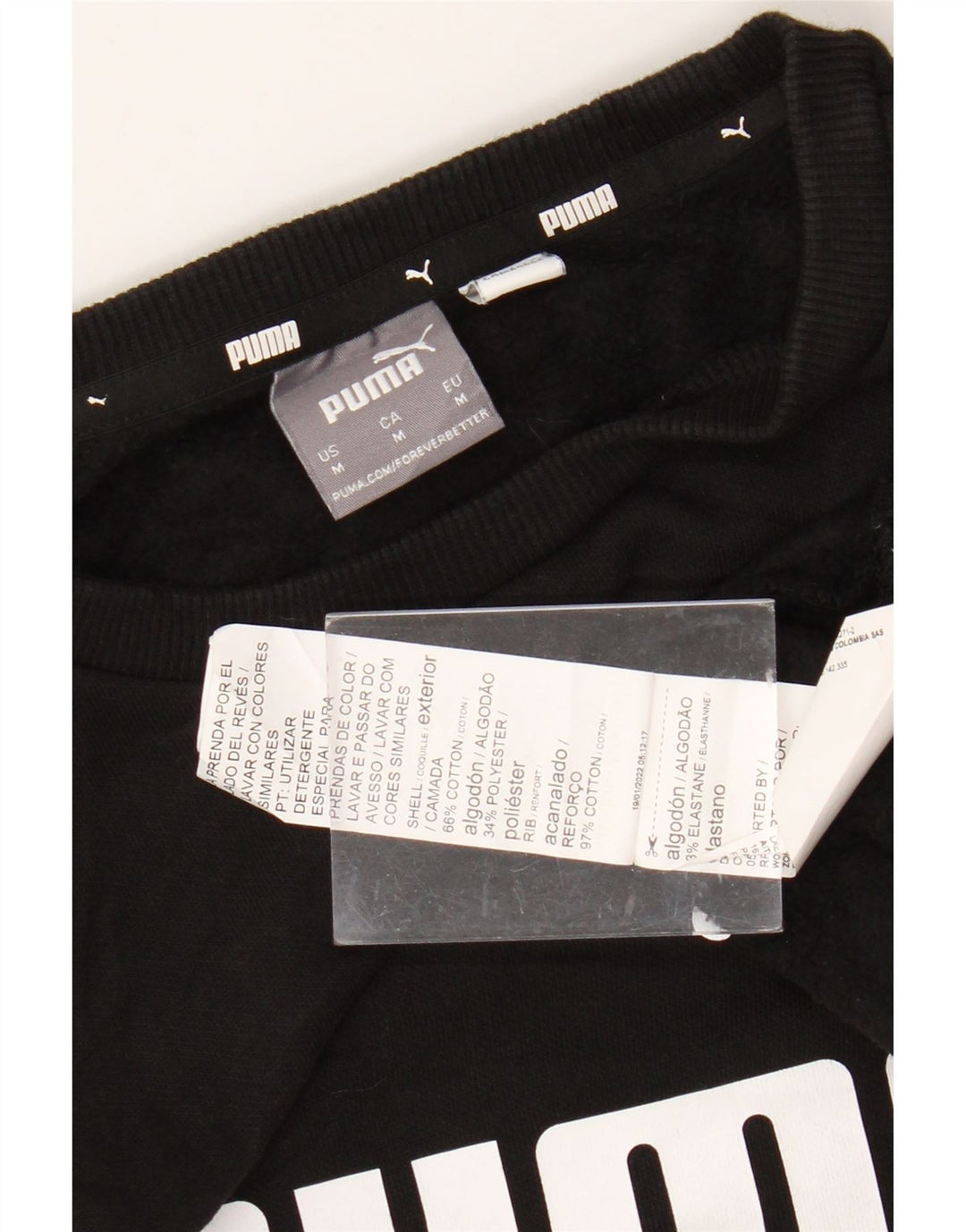 Pulover grafic PUMA pentru bărbați, bumbac mediu negru