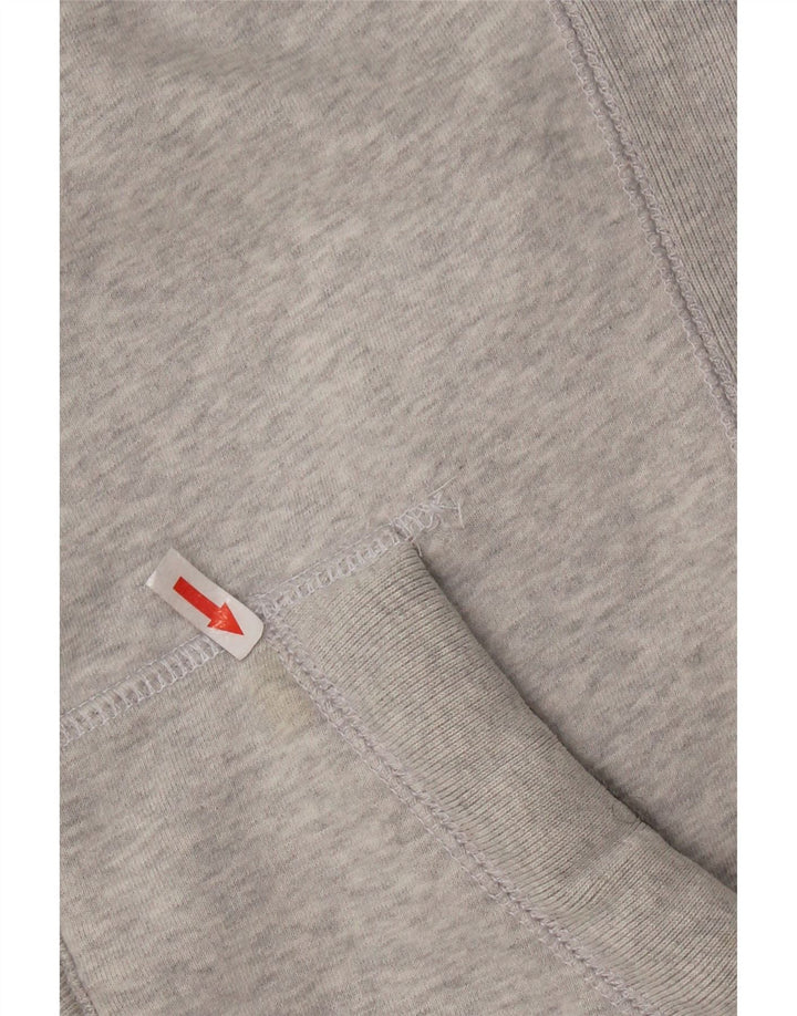 SUPERDRY Pulover cu capota cu fermoar grafic pentru bărbați, bumbac, gri mic